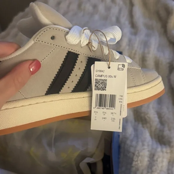 Adidas White and Black Logo Sneakers - Picture 2 of 4